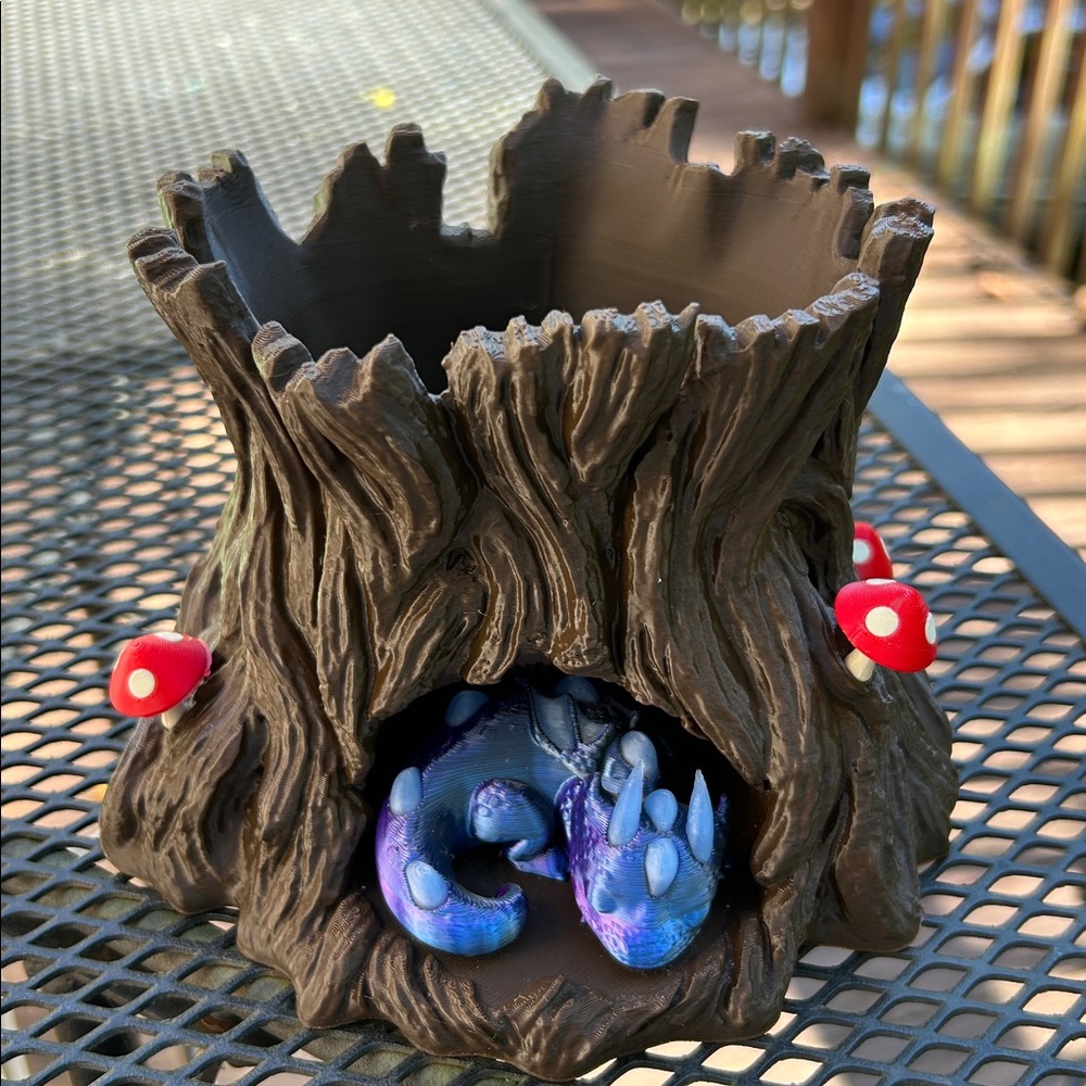 Fantasy Tree Stump Planter with Dragon Egg